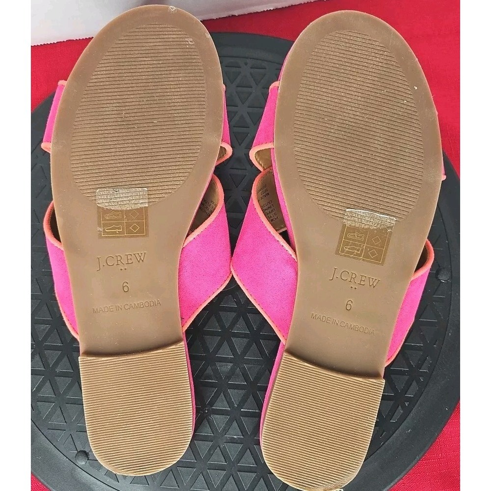 J.Crew Pink Leather Criss Cross Slide Sandal Open Toed Women's Size 6 - Picture 7 of 8